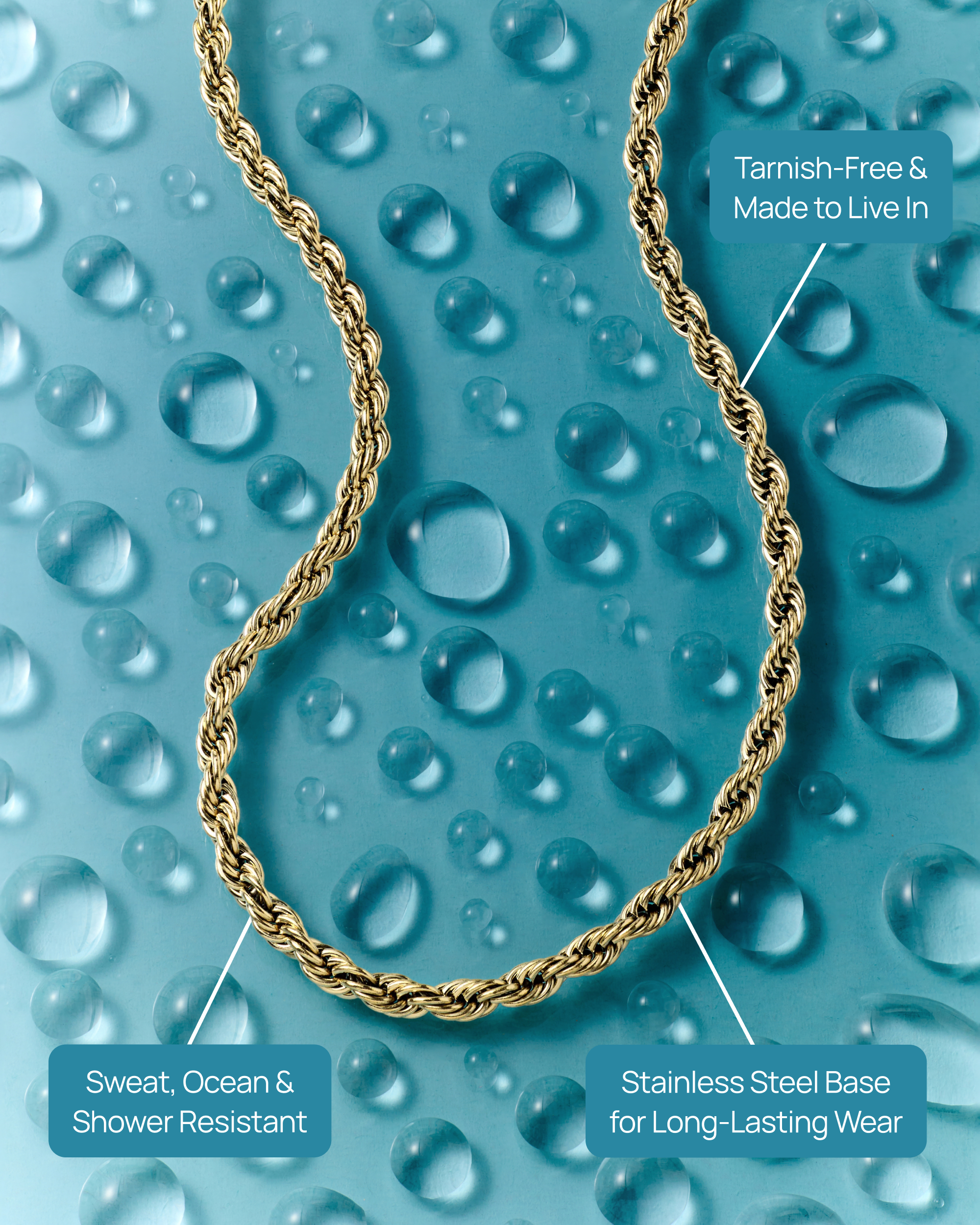 Waterproof Rope Chain Necklace