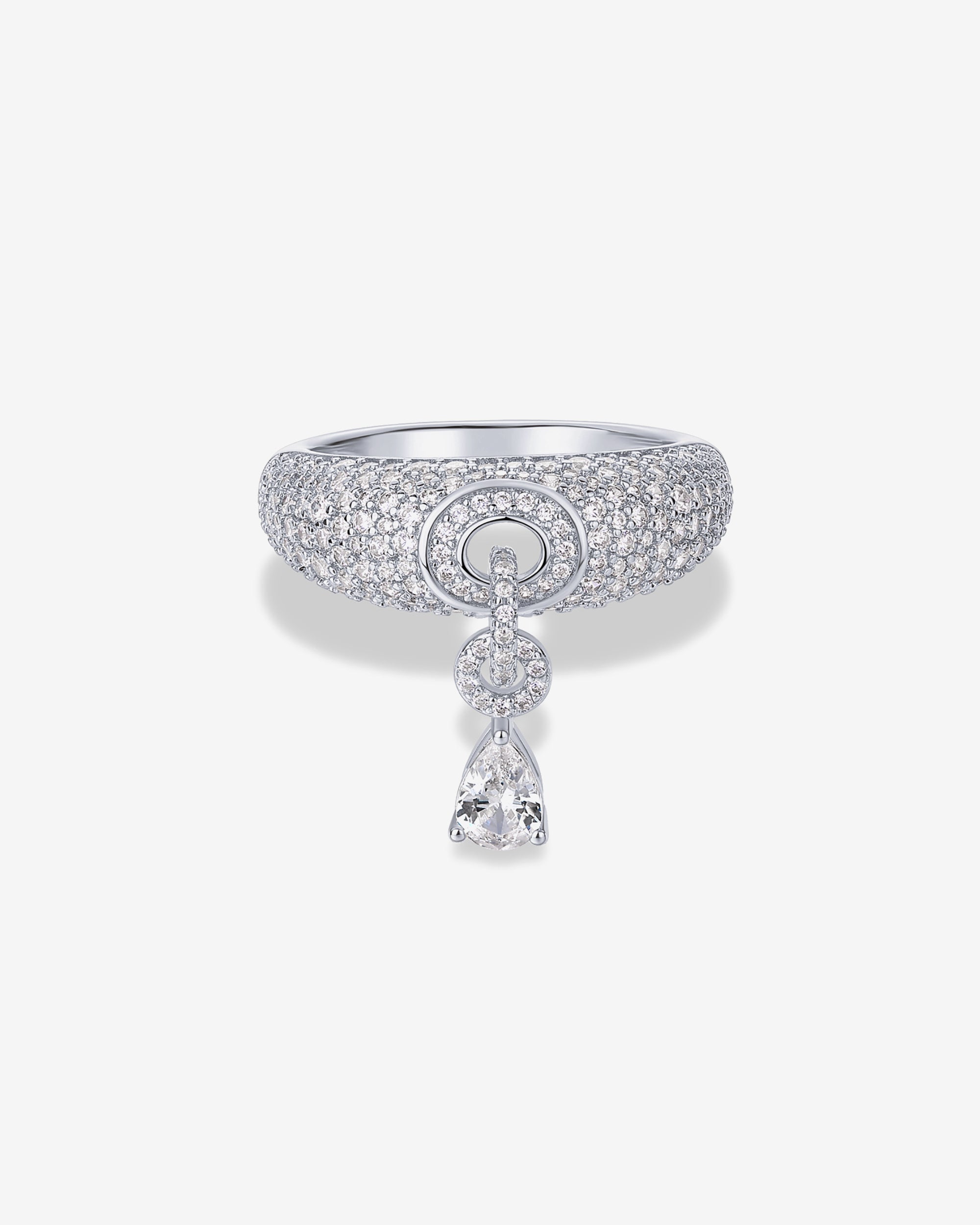 Pavé Dangle Ring with Pear Drop