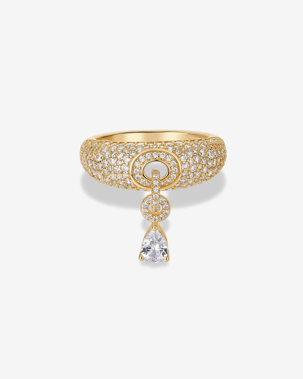 Pavé Dangle Ring with Pear Drop