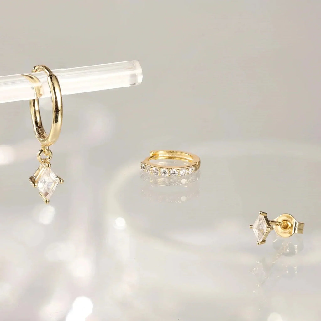 Celeste Hoop Huggie Stud Earrings Set