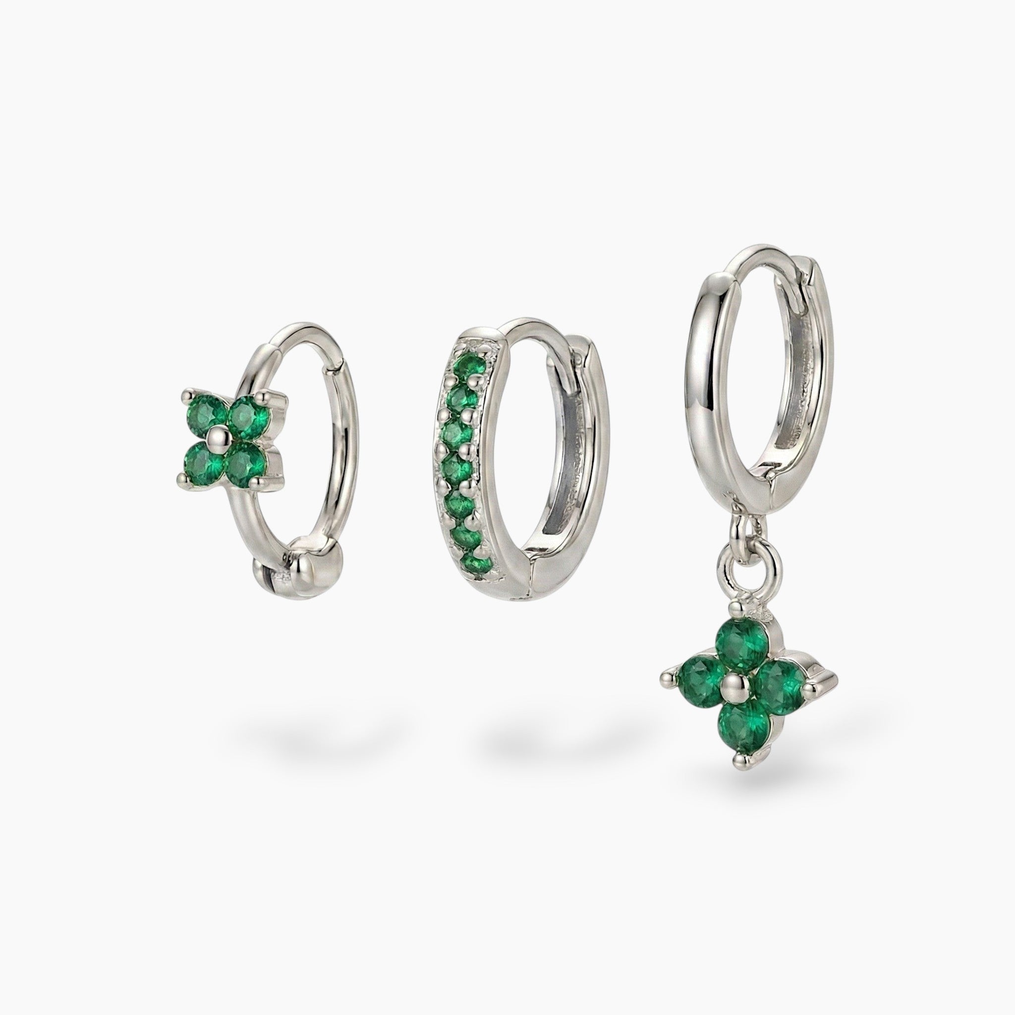 Elara Clover Hoop Earring Set