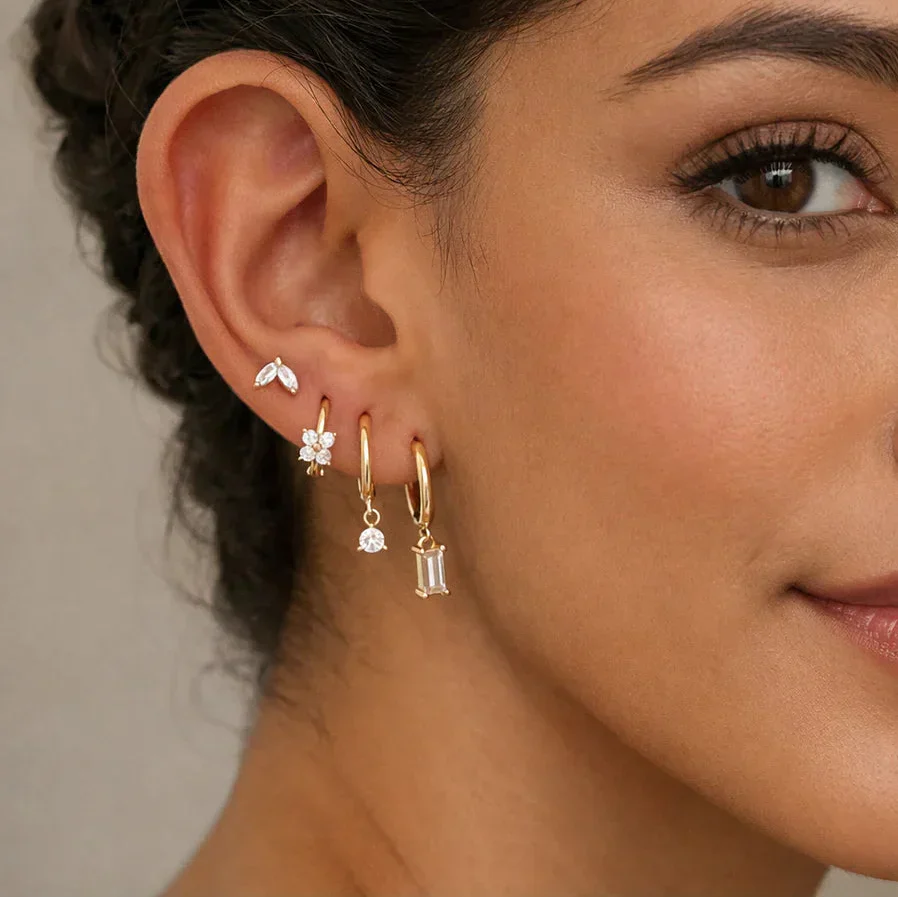 Fleur Crystal Flower Earring Set