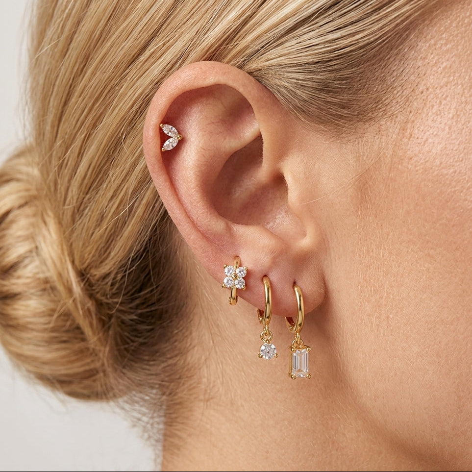 Fleur Crystal Flower Earring Set