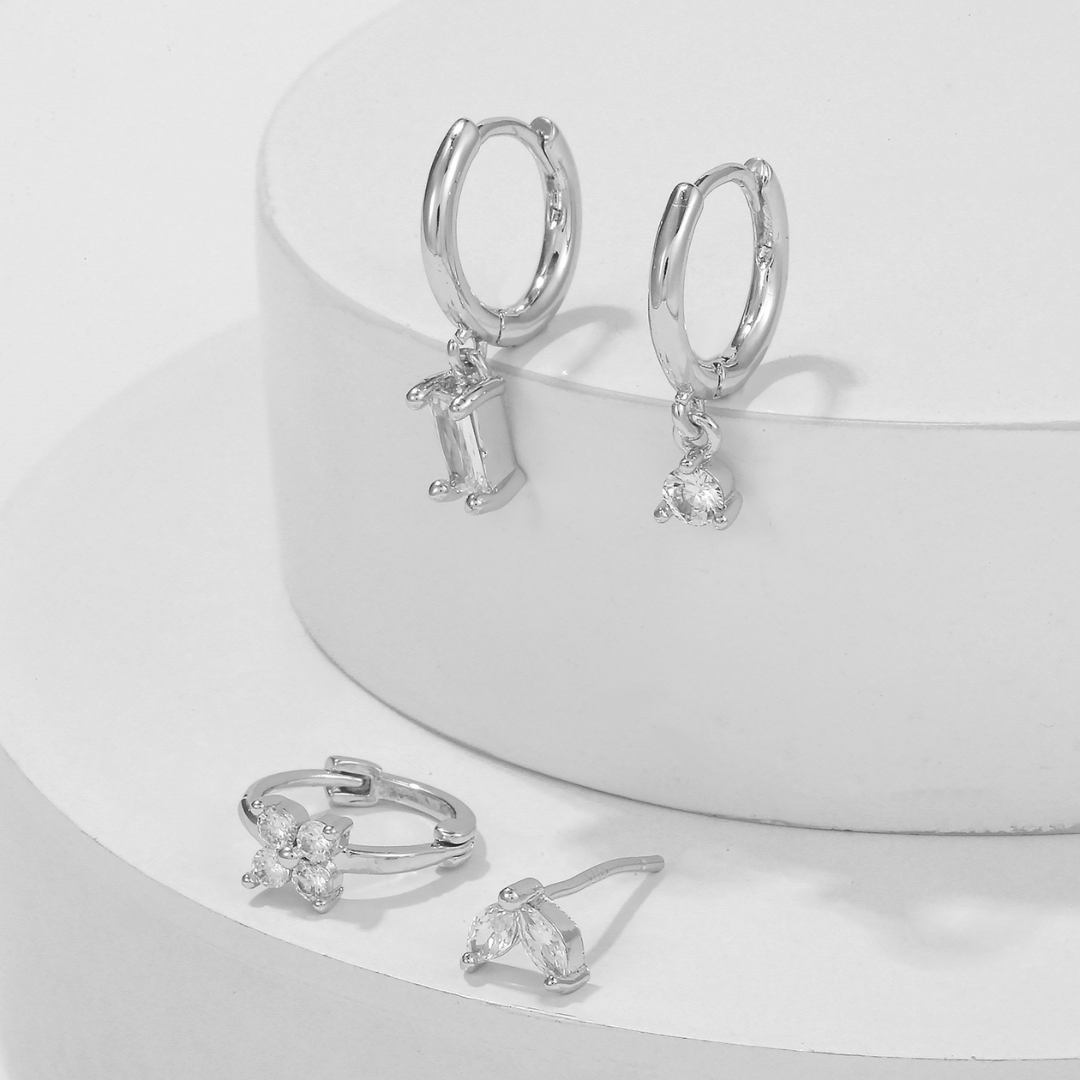 Fleur Crystal Flower Earring Set