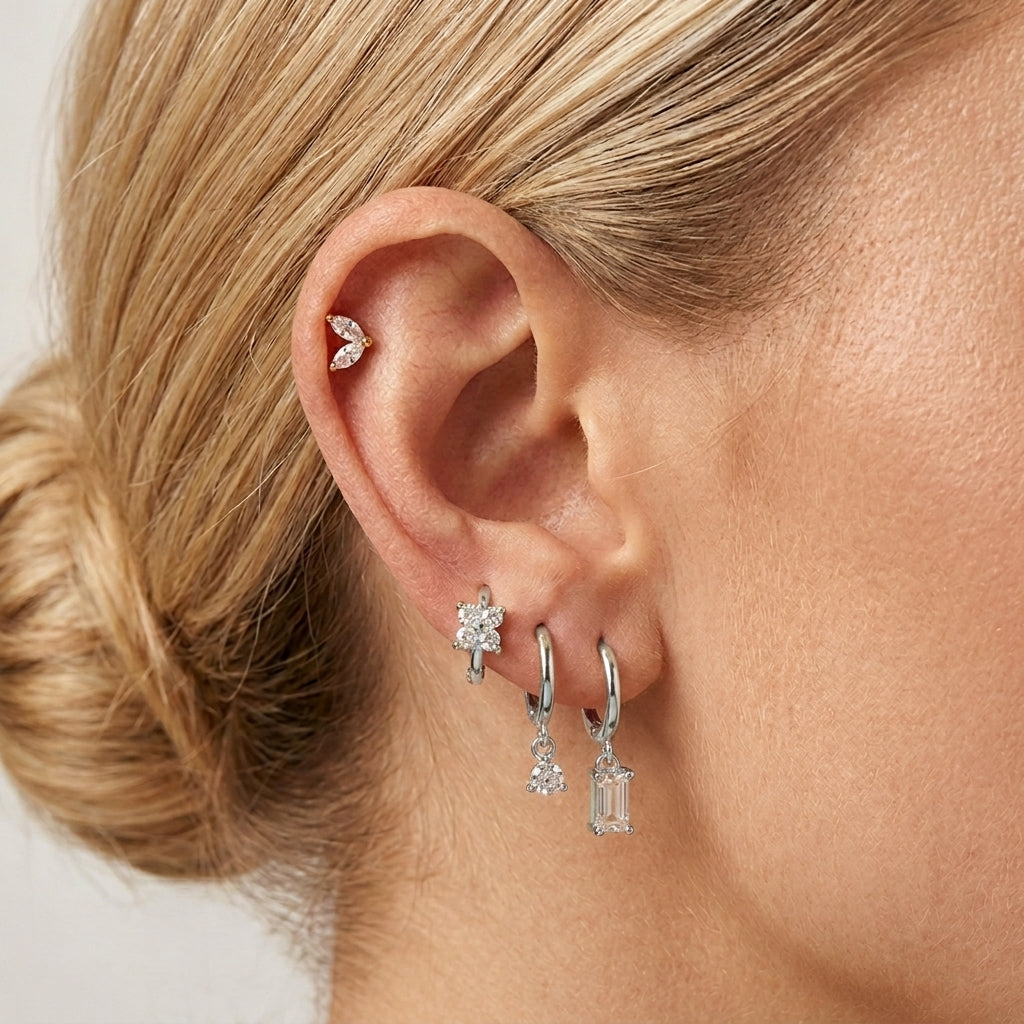 Fleur Crystal Flower Earring Set