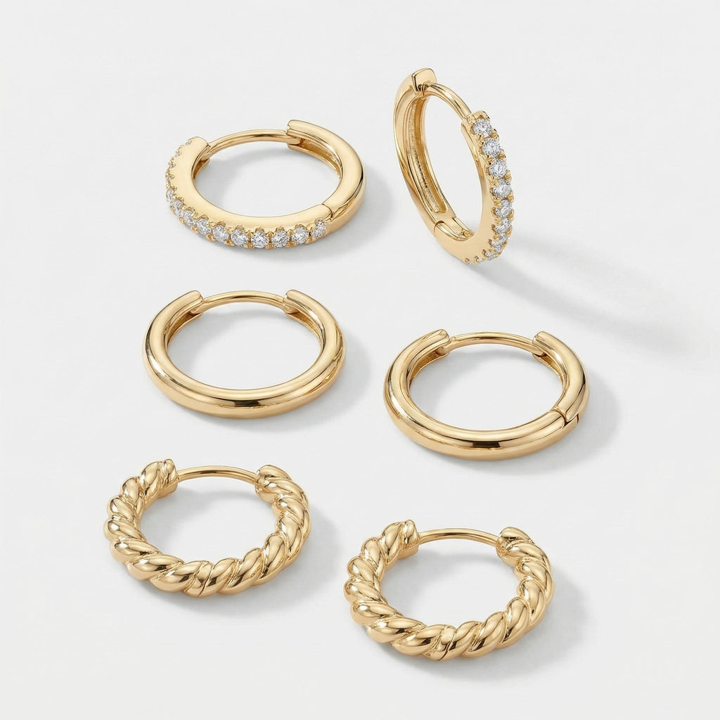 Trilogy Huggie Hoop Earring Set