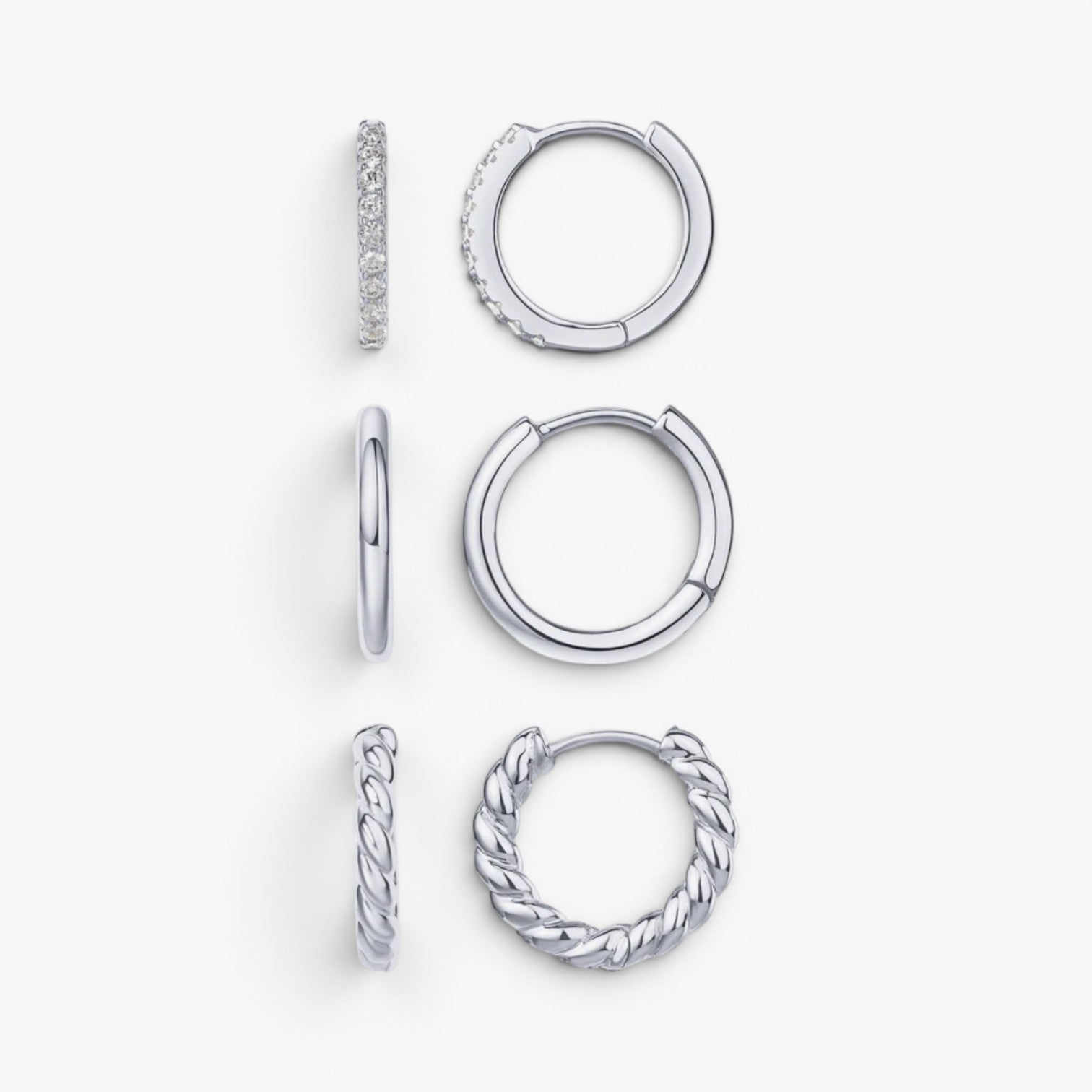 Trilogy Huggie Hoop Earring Set