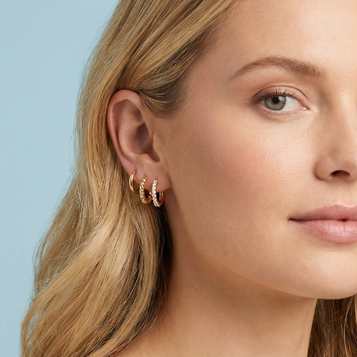 Trilogy Huggie Hoop Earring Set
