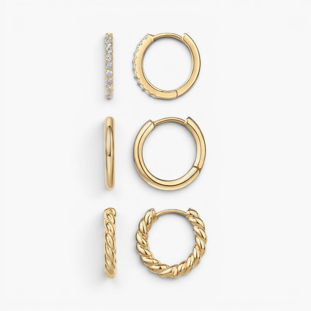 Trilogy Huggie Hoop Earring Set